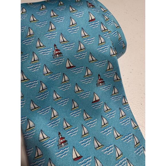NOLA Couture New Orleans Sailboat Lighthouse Silk Tie - Picture 3 of 4